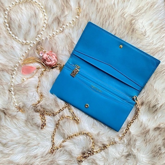 Yves Saint Laurent Vibrant Blue Embossed Wallet - Picture 5 of 12